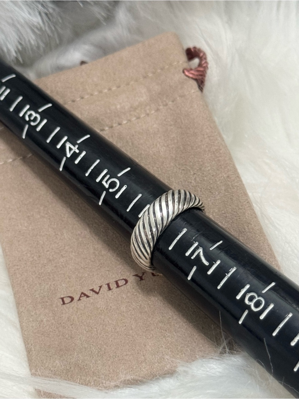David Yurman .925 14K Gold Four (4) Diamond Metro Cable Ring Sz 6 - Picture 11 of 12